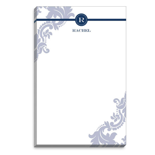 Blue Damask Monogram Notepads